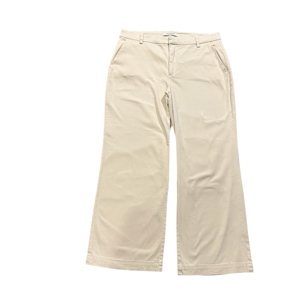 Liverpool Kelsey Trousers Womens Size 16/33 Wide Leg Bone Tan/Cream